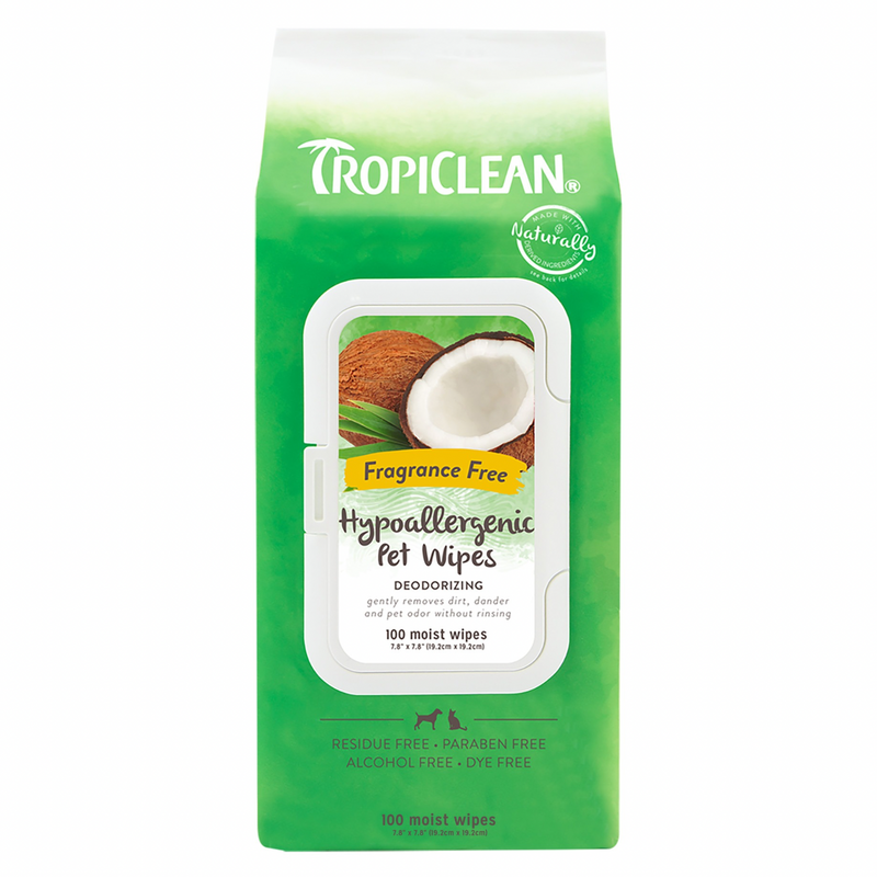 Dog & Cat Grooming Wipes - Gentle Coconut Hypoallergenic - 100 ct