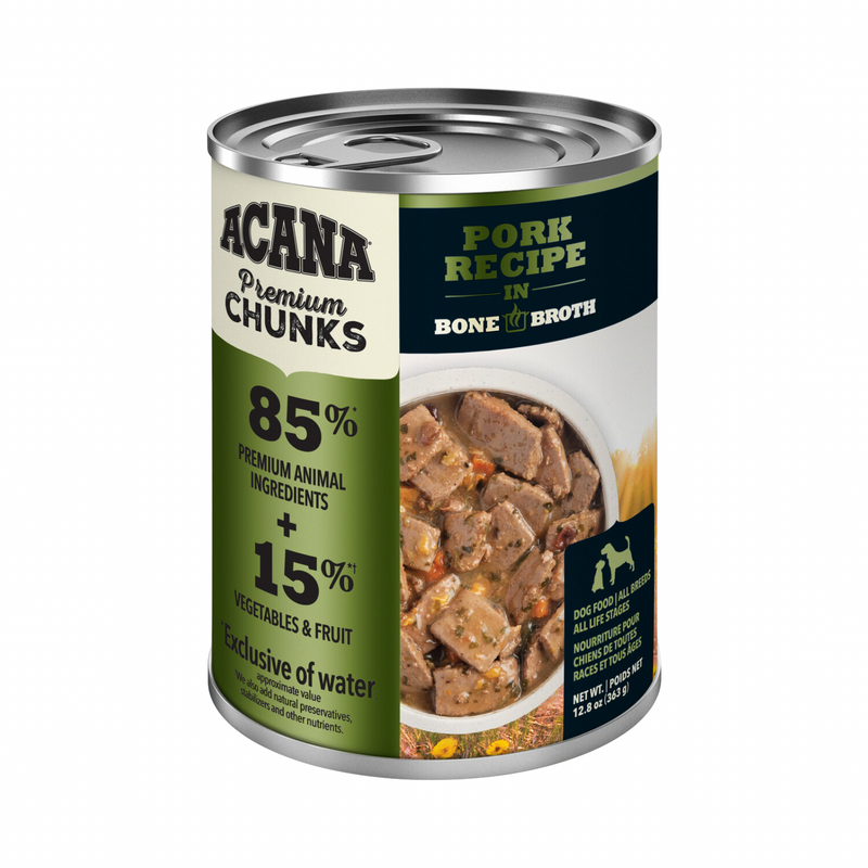 Canned Dog Food - Chunks - Pork Recipe in Bone Broth - 363 g