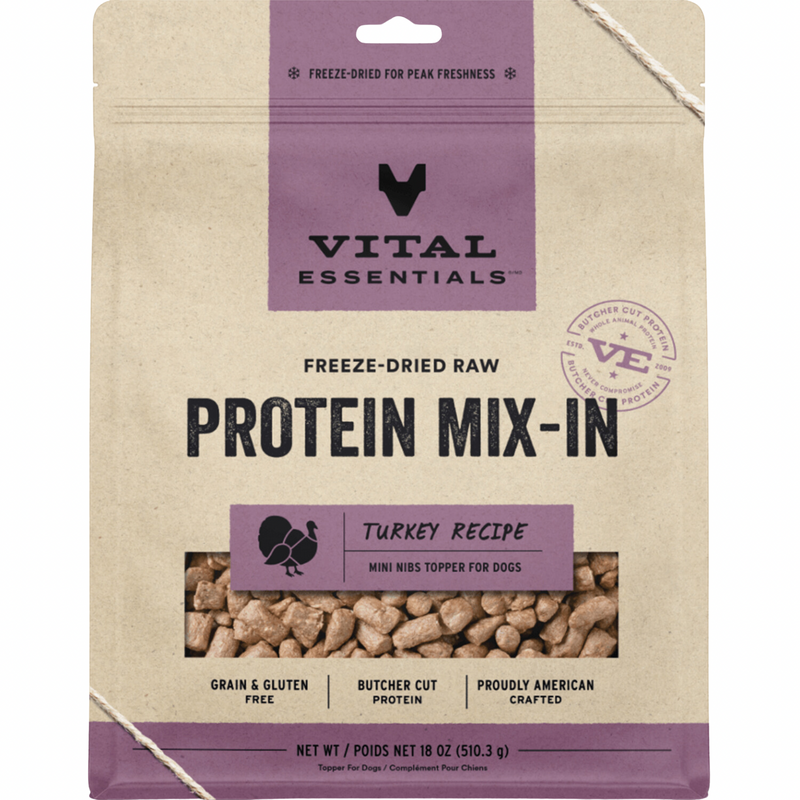 Freeze Dried Dog Food Topper, PROTEIN MIX-IN, Turkey Recipe - Mini Nibs