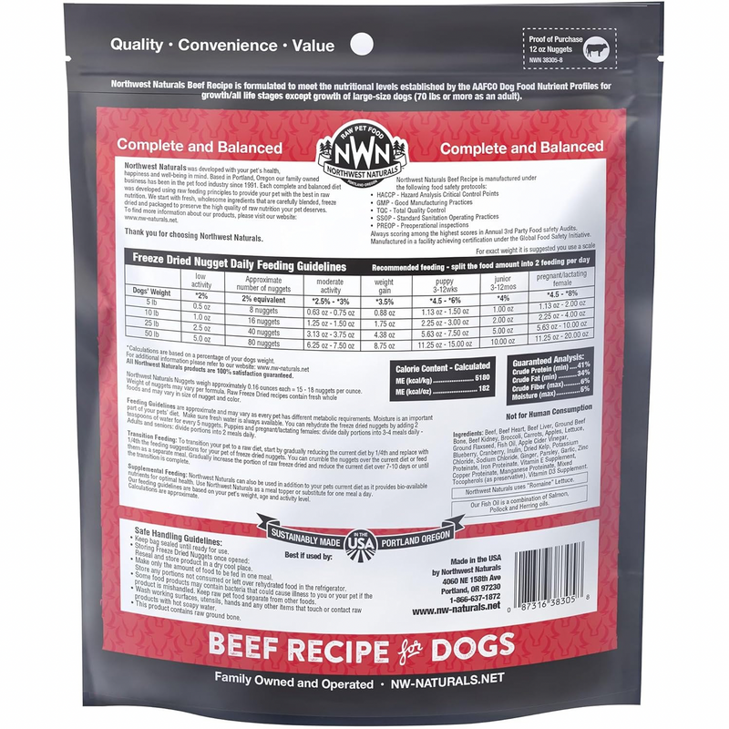 Freeze Dried Dog Food - Nuggets - Beef Recipe