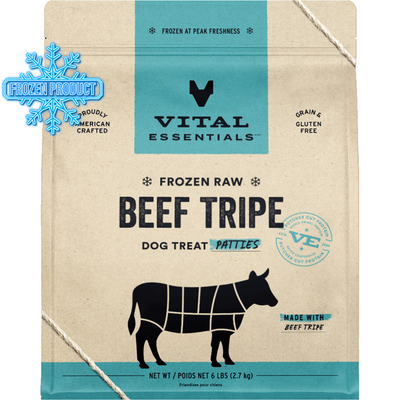 Dog Frozen Raw Treat - Beef Tripe - Patties - 6 lb