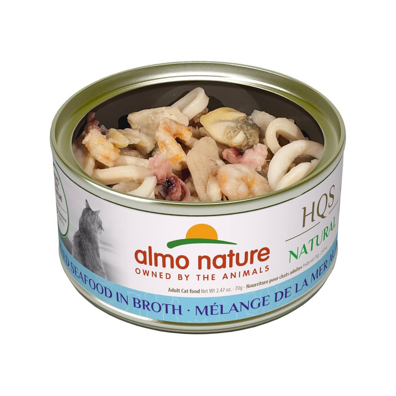 Canned Cat Treat - Natural HQS - Mixed Seafood in Broth - Adult