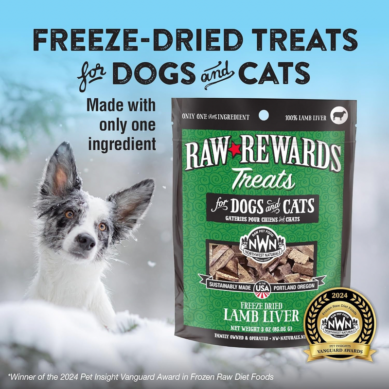 Freeze Dried Treat for Dogs & Cats - RAW REWARDS - Lamb Liver - 3 oz