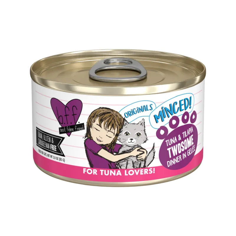 Canned Cat Food - BFF ORIGINALS Minced - Twosome - Tuna & Tilapia Dinner in Gelée