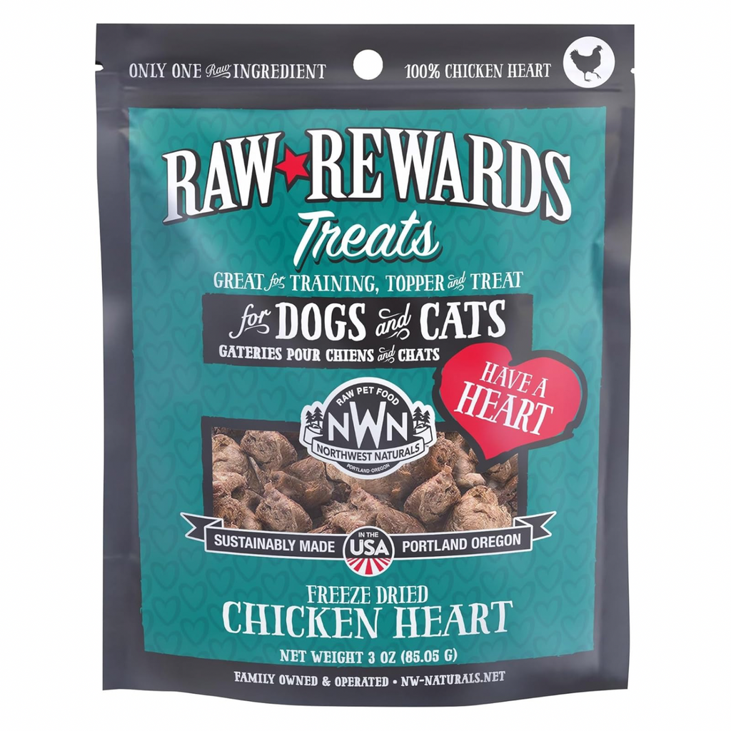 Freeze Dried Treat for Dogs Cats RAW REWARDS Chicken Heart