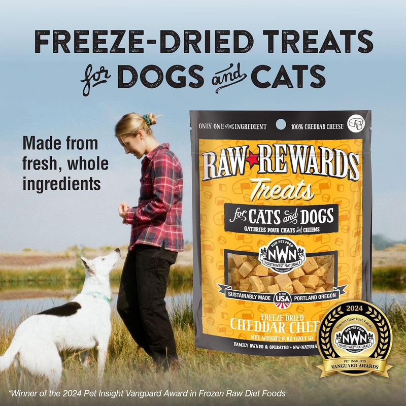 Freeze Dried Treat for Dogs & Cats - RAW REWARDS - Cheddar Cheese - 6 oz