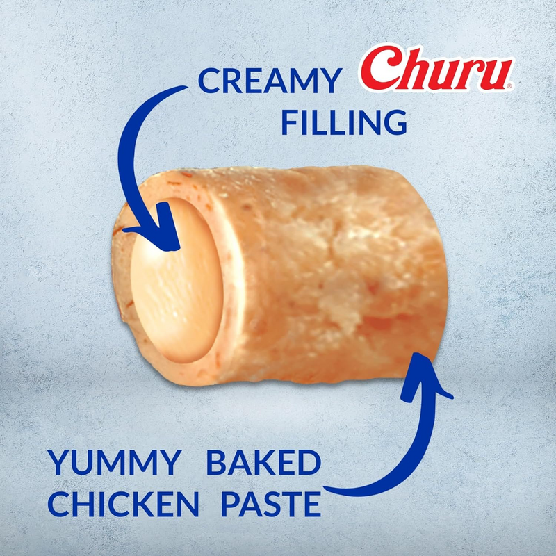 Soft & Moist Cat Treat - CHURU FUN BITES - Chicken Recipe wraps Tuna with Cheese Recipe - 0.42 oz sachet, 3 ct