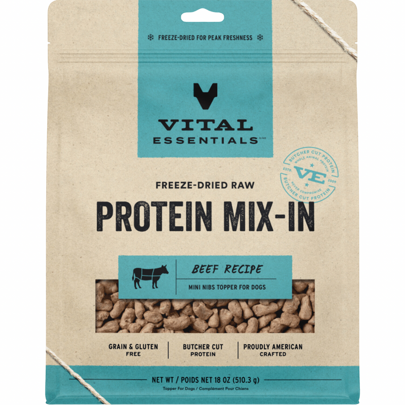 Freeze Dried Dog Food Topper, PROTEIN MIX-IN, Beef Recipe - Mini Nibs