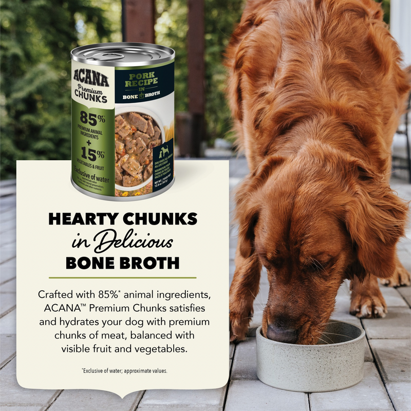 Canned Dog Food - Chunks - Pork Recipe in Bone Broth - 363 g