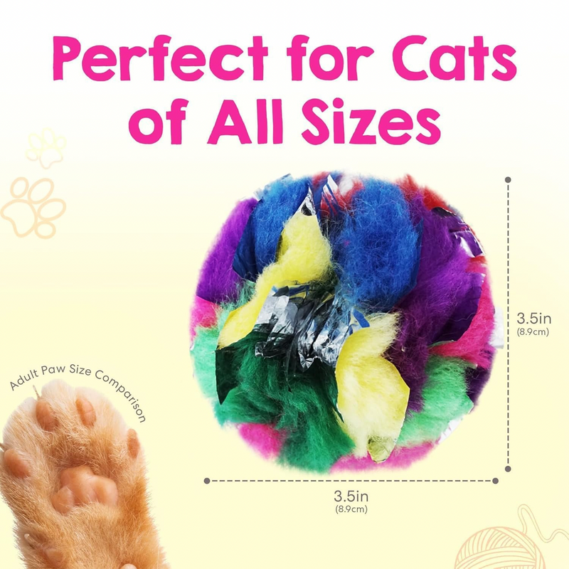 Cat Toy - 3.5" Jumbo Crinkle Ball - 1 pc (Bulk)