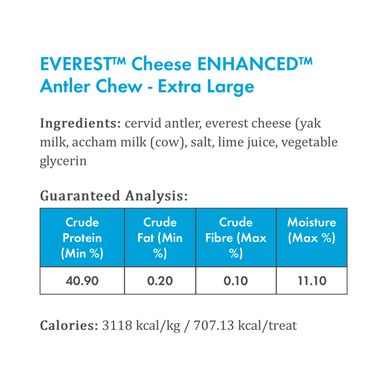 Natural Dog Chews - Enhanced Antler Chew - Everest Cheese