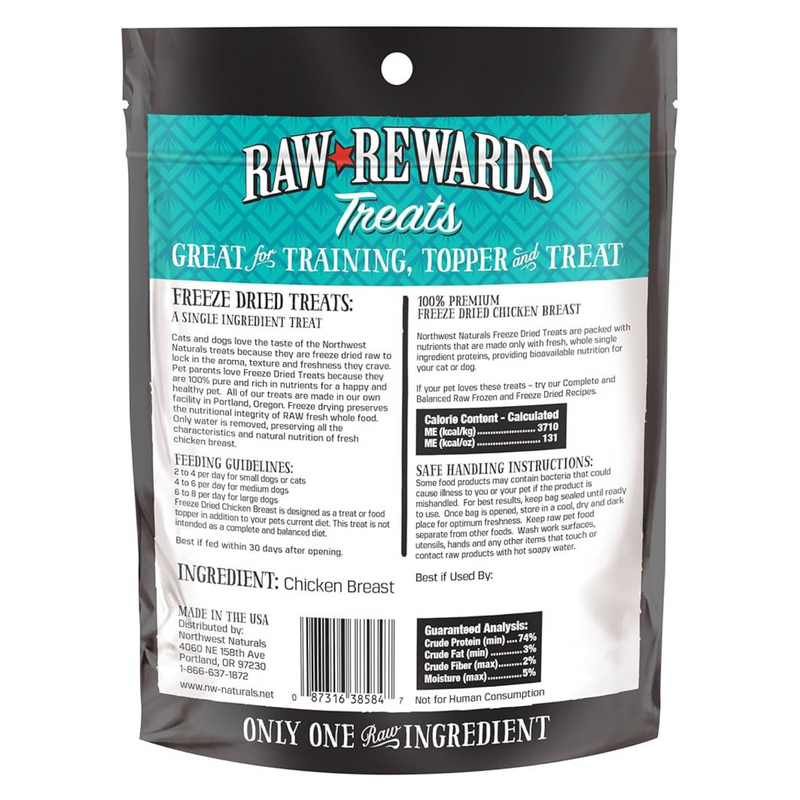 Freeze Dried Treat for Dogs & Cats - RAW REWARDS - Chicken Breast