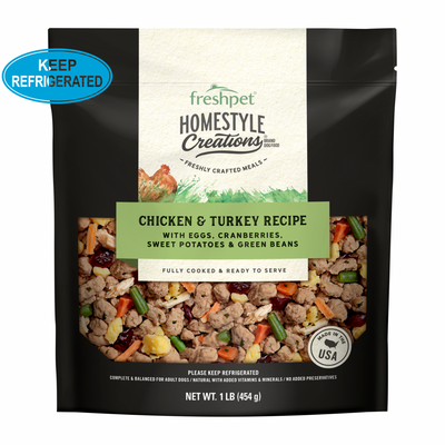 Cooked Dog Food - Homestyle Creations - Chicken & Turkey Recipe - 1 lb