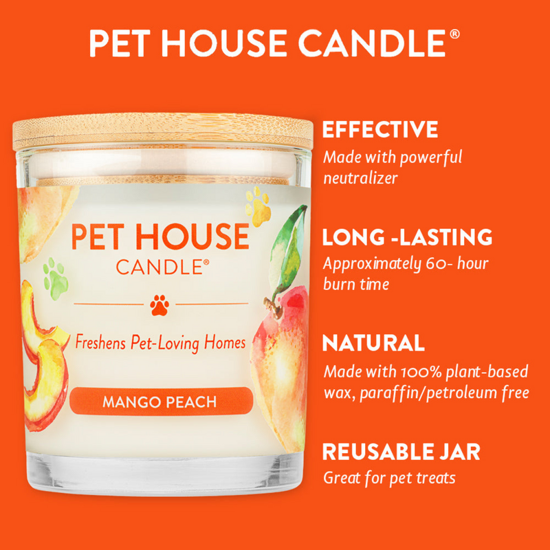 House Pet - Bougie de cire de soja 100% naturelle - Mangue Peach - Grand 8,5 oz