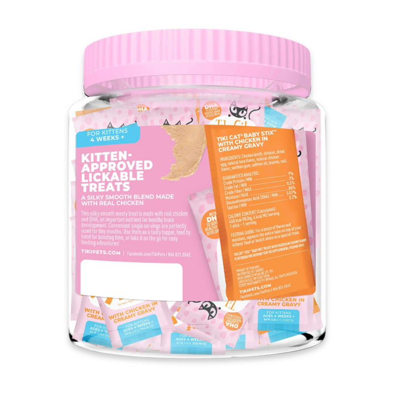 Lickable Cat Treat - BABY STIX - Chicken in Creamy Gravy - Kitten