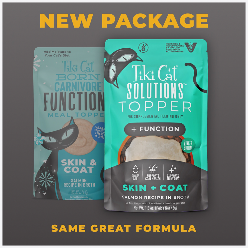 Wet Cat Food Topper - SOLUTIONS - Skin + Coat - Salmon Recipe in Broth