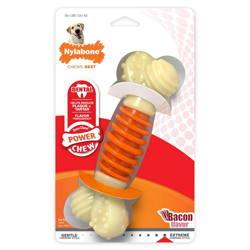 Dog Dental Chew Toy - POWER CHEW - PRO Action (Bacon Flavor)