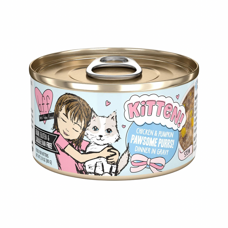 Canned Cat Food - BFF KITTEN - Chicken & Pumpkin Pawsome Purrs! - in Gravy - 2.8 oz