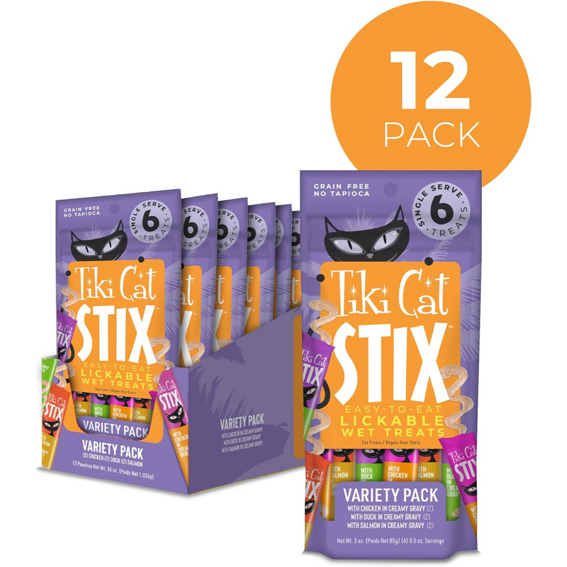 Lickable Cat Treat - STIX - Variety Pack - 0.5 oz pouch, pack of 6