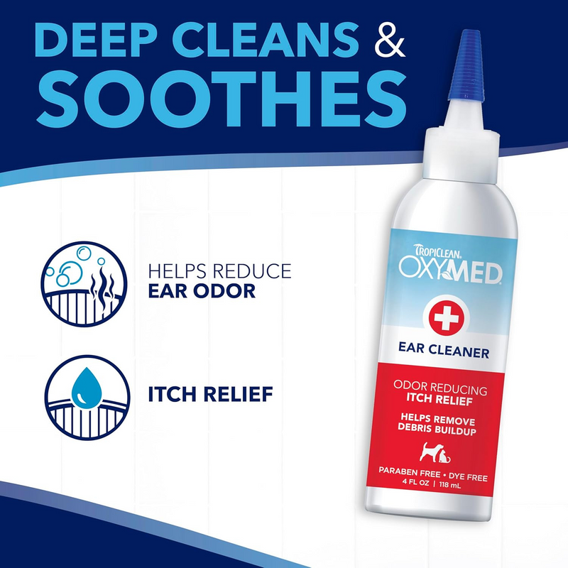 Odor Reducing & Itch Relief Ear Cleaner For Dogs & Cats - OXYMED - 4 fl oz