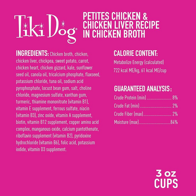 Wet Dog Food - PETITES - Chicken & Chicken Liver Recipe in Chicken Broth - 3 oz cup