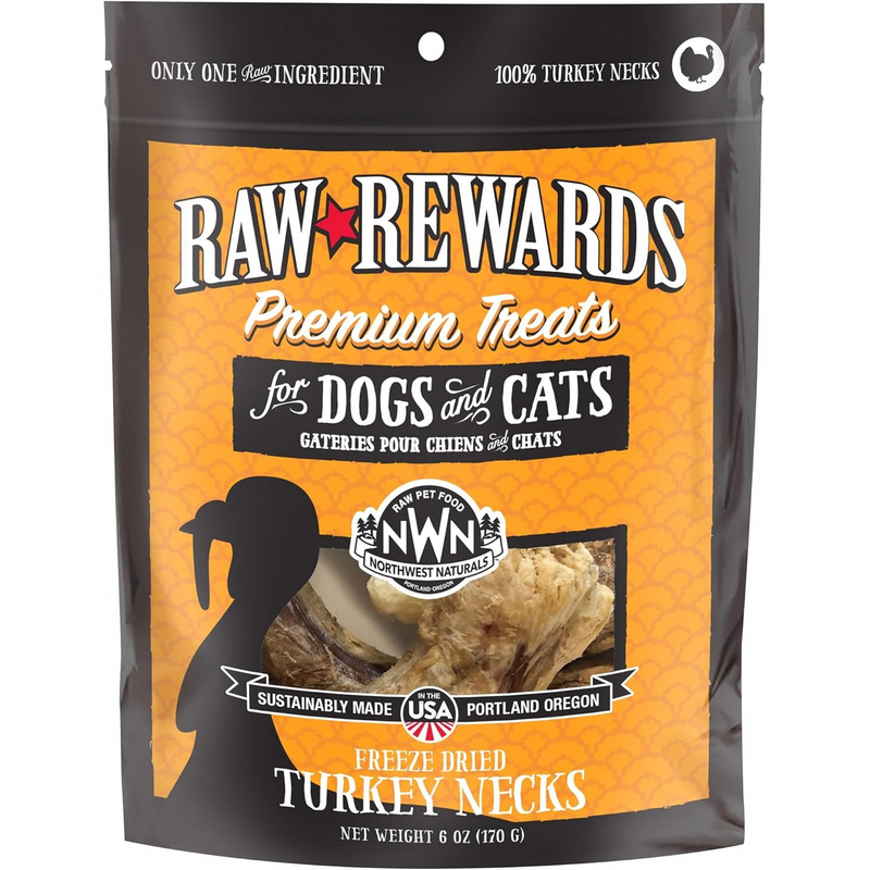 Freeze Dried Treat for Dogs & Cats - RAW REWARDS - Whole Turkey Necks - 8 oz