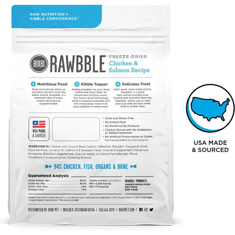 Freeze Dried Dog Food - RAWBBLE -  Chicken & Salmon Recipe