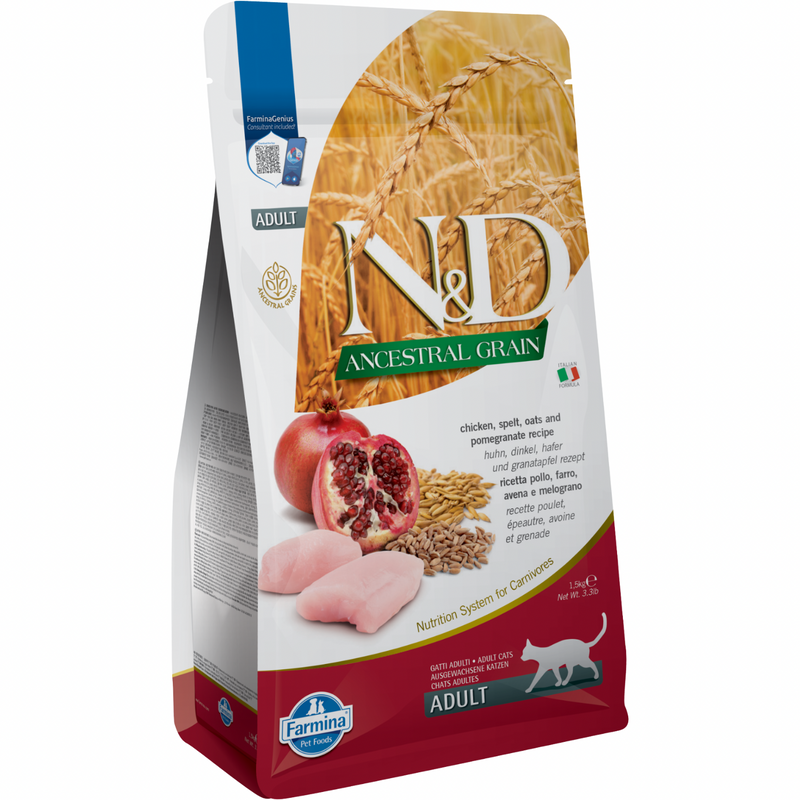 Dry Cat Food - N & D - ANCESTRAL GRAIN - Chicken & Pomegranate - Adult