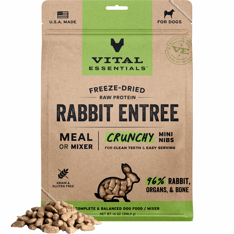 Freeze Dried Dog Food - Rabbit Entree & Mixer - CRUNCHY Mini Nibs