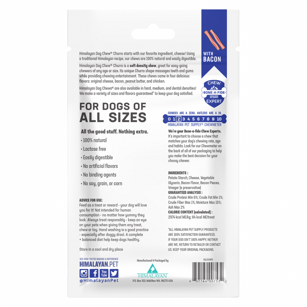 Himalayan Dog Treat - Churro with Bacon – J & J Pet Club