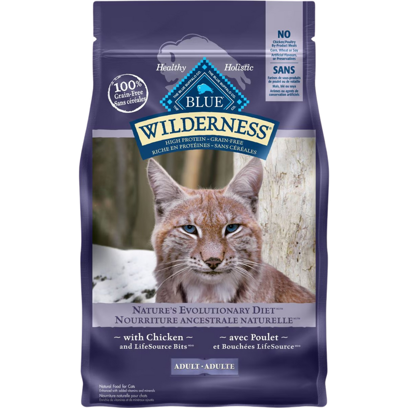 Alimentation sèche pour chats pour adultes - Blue Wilderness - Alimentation sèche pour chats adultes - Recette de poulet sans céréales