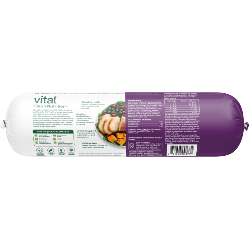 Aliments pour chiens cuits - Vital - Recette de dinde sans céréales - 2 lb