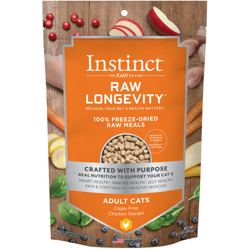 *Little Damaged* Freeze Dried Raw Cat Food - LONGEVITY - Cage Free Chicken Bites For Adult Cats - 9.5 oz *Pickup Only*