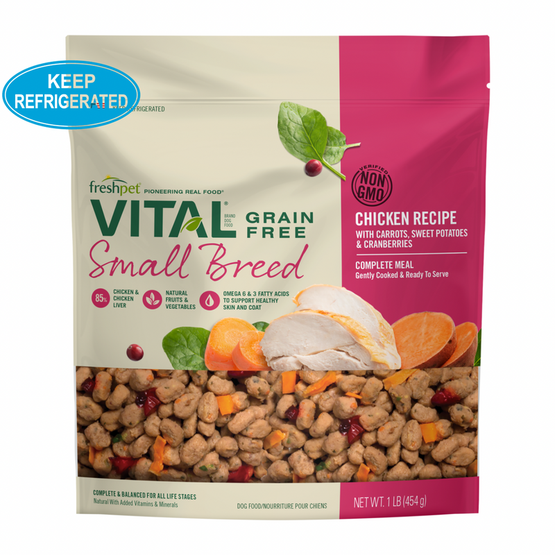 Cooked Dog Food - VITAL - Grain Free Small Breed Chicken Recipe with Carrots, Sweet Potatoes & Cranberries - 1 lb