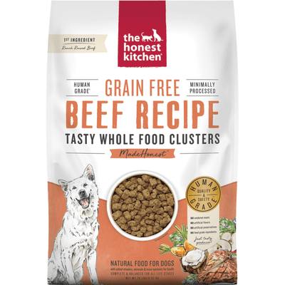 *(Best By 2025-05-26)* Dry Dog Food - WHOLE FOOD CLUSTERS - Grain Free Beef Recipe - 20 lb