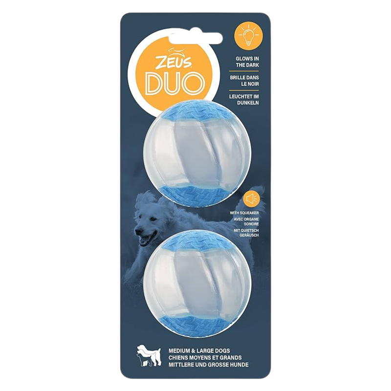 Dog Toy - DUO Ball with Glow in the Dark & Squeaker