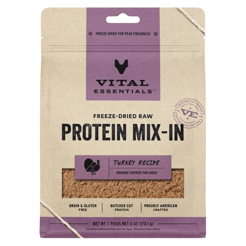 *(Best By 2025-03-07)* Freeze Dried Dog Food Topper, PROTEIN MIX-IN, Turkey Recipe - Ground - 6 oz