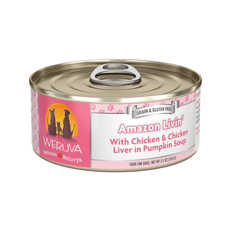 *(Best By 2025-01-31)* Canned Dog Food - CLASSIC - Amazon Livin' - with Chicken & Chicken Liver in Pumpkin Soup - 5.5 oz