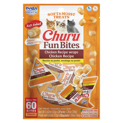 Soft & Moist Cat Treat - CHURU FUN BITES - Chicken Recipe wraps Chicken Recipe