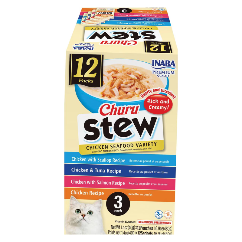 猫零食小菜 - CHURU Stew系列 - 鸡肉海鲜缤纷装