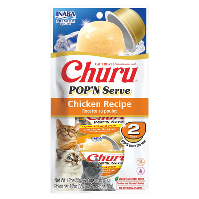猫零食 - CHURU POP'N SERVE - 鸡肉配方 - 1.2盎司杯装，2杯