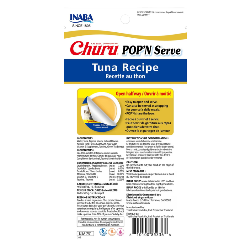 Lickable Cat Treat - CHURU POP'N Serve - Tuna Recipe