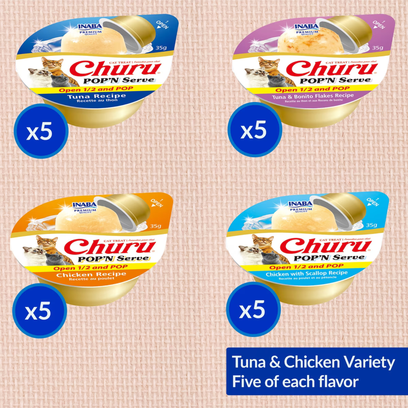 Lickable Cat Treat - CHURU POP'N Serve - Tuna & Chicken Recipe Variety