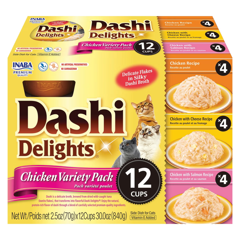 Side Dish Cat Treat - DASHI DELIGHTS - 12 ct Chicken Variety Pack