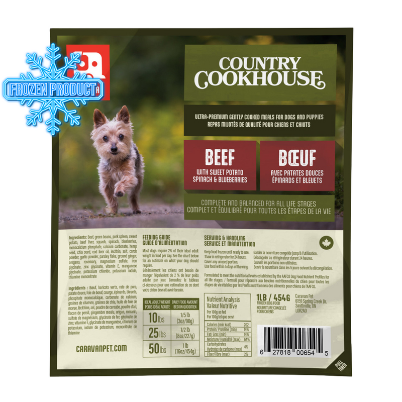 *(Please Use By 2027-01-29)* Cooked Dog Food - COUNTRY COOKHOUSE - Beef - 1 Lb