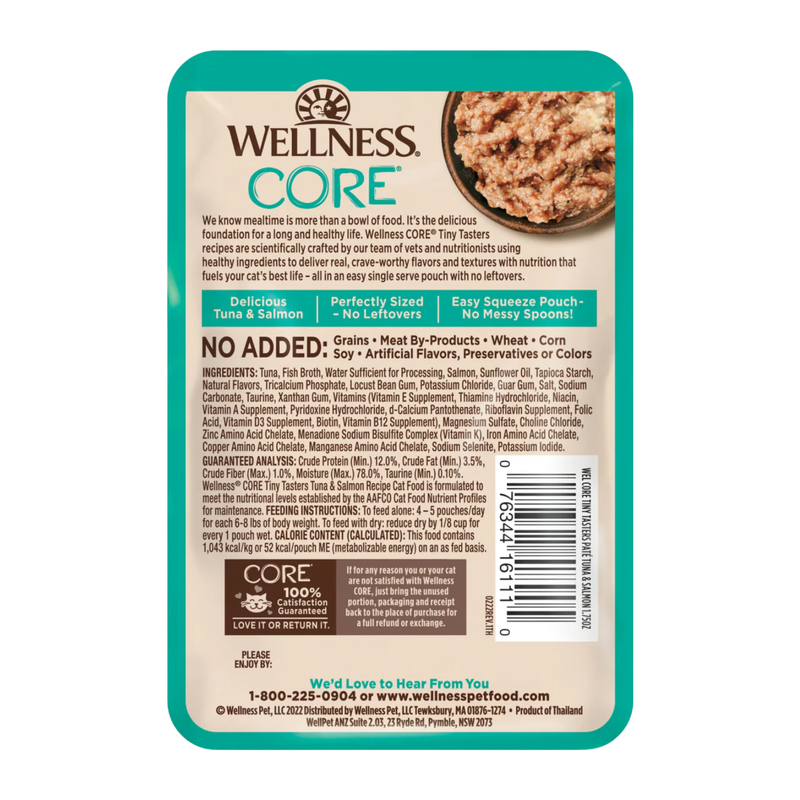 Nourriture pour chats humides - Core Tiny Tasters - Pate lisse - Tuna & Salmon Recette - 1,75 oz Schec