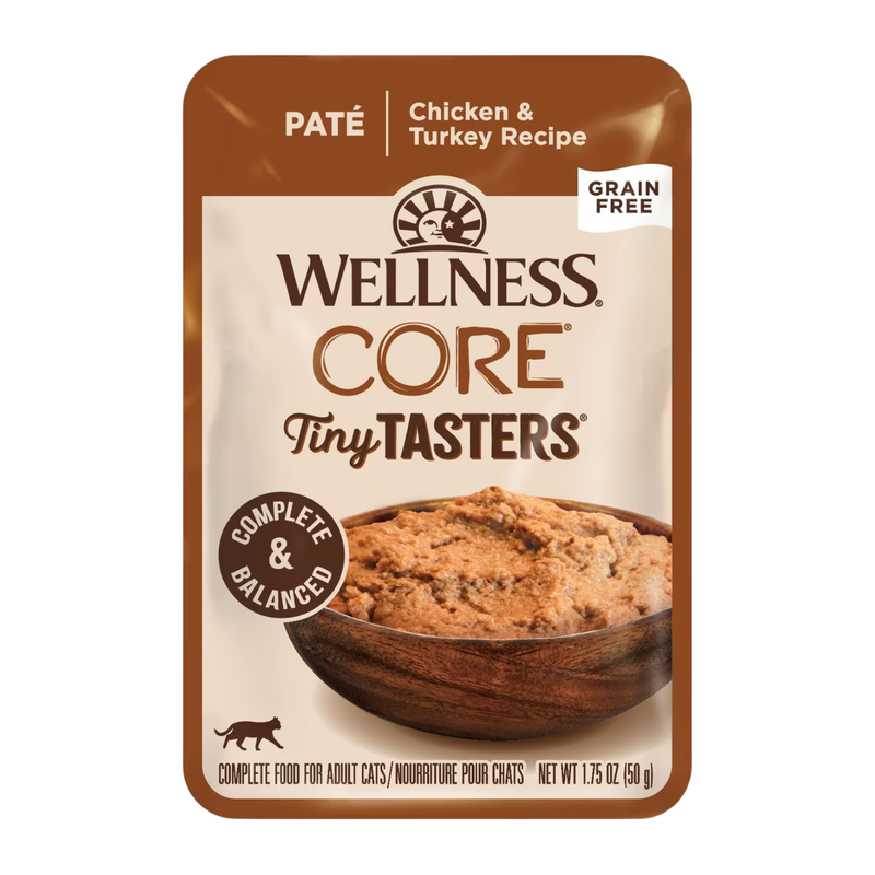 Nourriture pour chats humides - Core Tiny Tasters - Pate lisse - Recette de poulet et de dinde - Socle de 1,75 oz