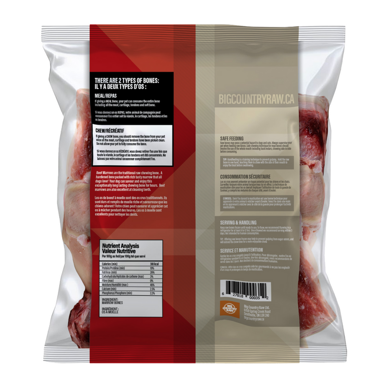 Os de chewinging récréatifs - os de charrette crue - osseuse de la moelle de boeuf (6 "-7") - 2 lb