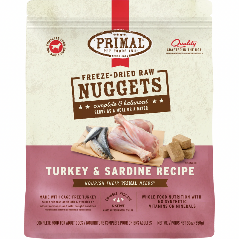 Nourriture pour chiens séchées - pépites de dinde et de sardine