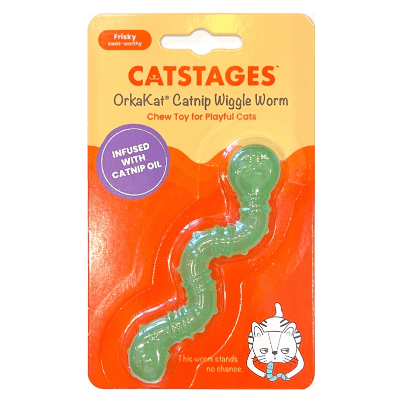 Cat Dental Toy - Orkakat Catnip Wiggle Worm - J & J Pet Club - Petstages